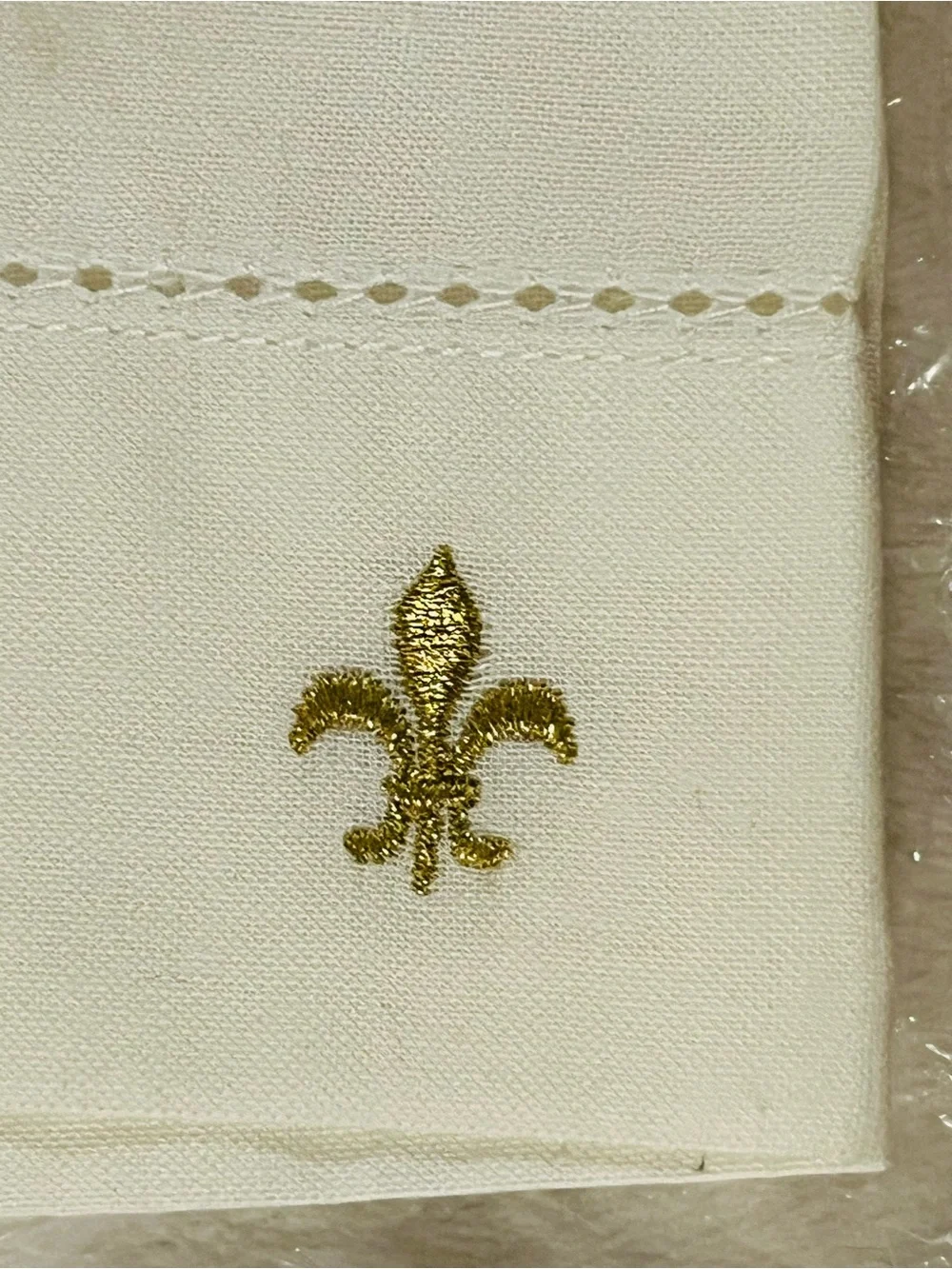 Fleur De Lis Tea Towel White Embroidered French Chic Powder Room Bath Gift New